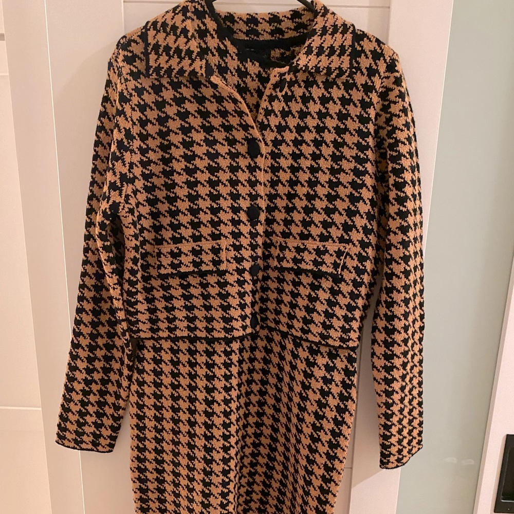 House of Harlow 1960 Black and Tan Houndstooth Dress